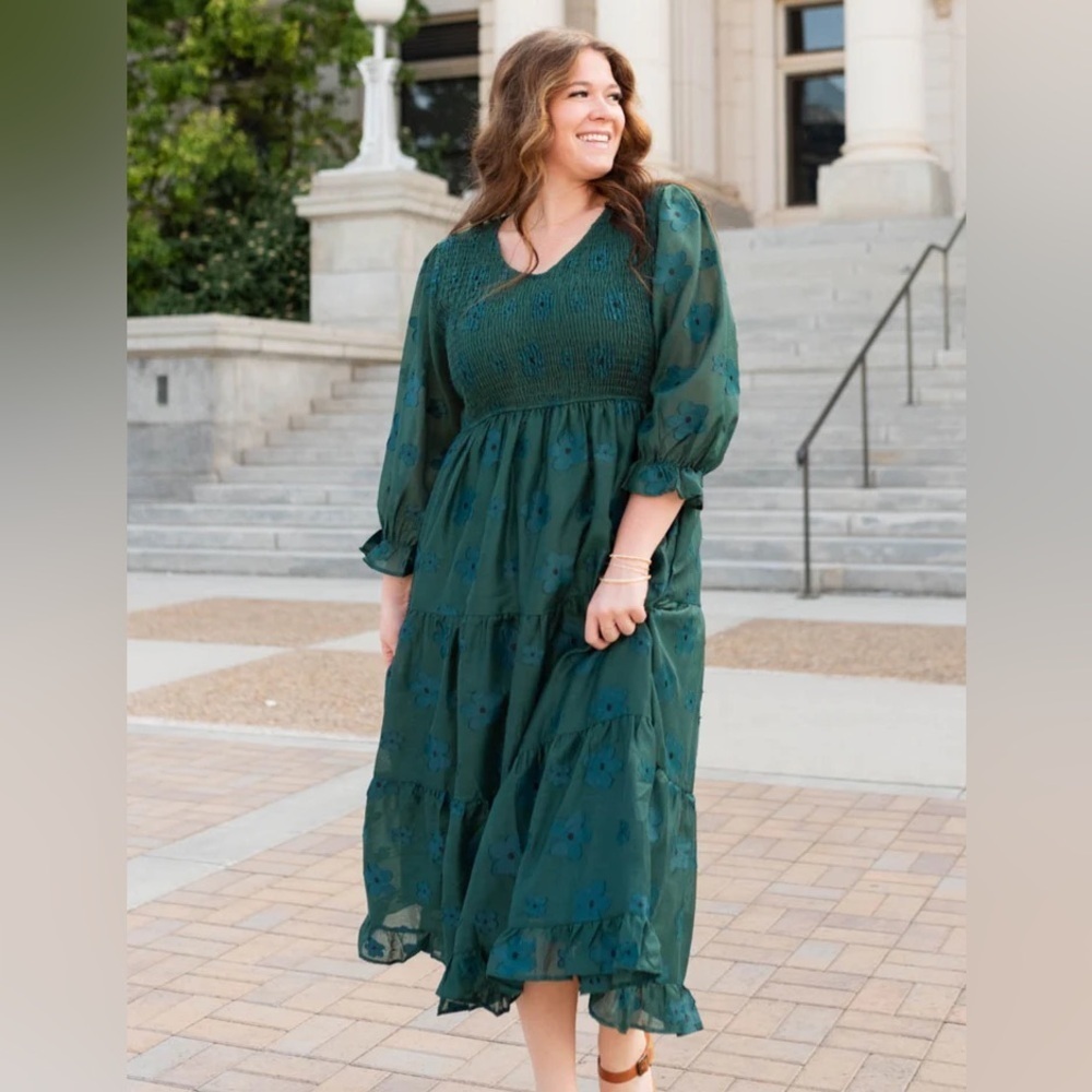 Polagram Green Floral Dress
